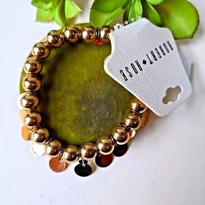 Robert Rose Gold Tone Metal beaded Stretch Bracelet NWT